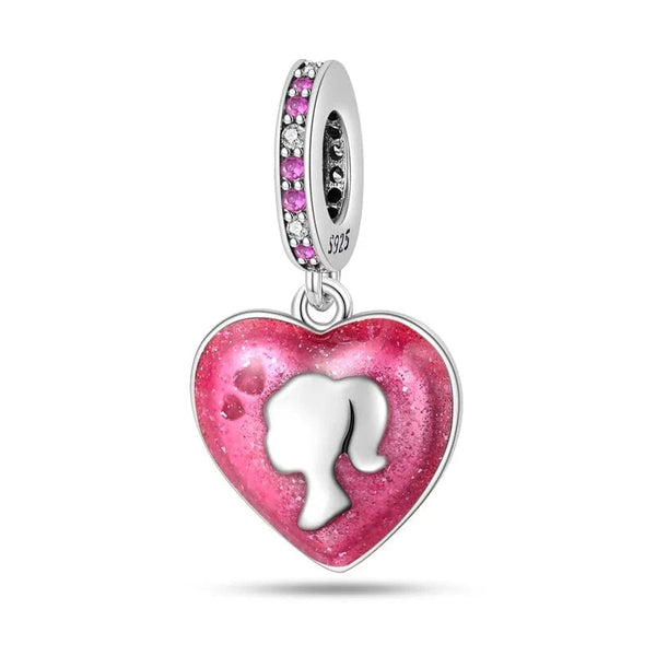 LEVE 4 PAGUE 2 Charm PENDENTE CHARM PINK HEART BARBIE - PRATA 925