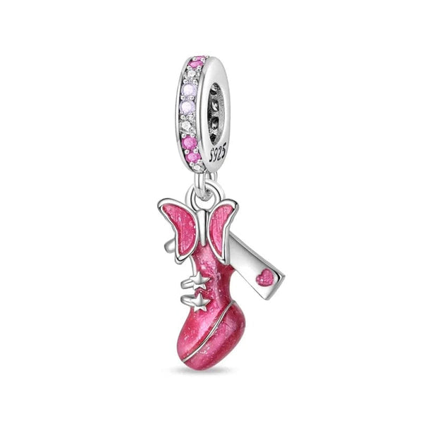 LEVE 4 PAGUE 2 Charm PENDENTE CHARM SALTO E BORBOLETA BARBIE - PRATA 925