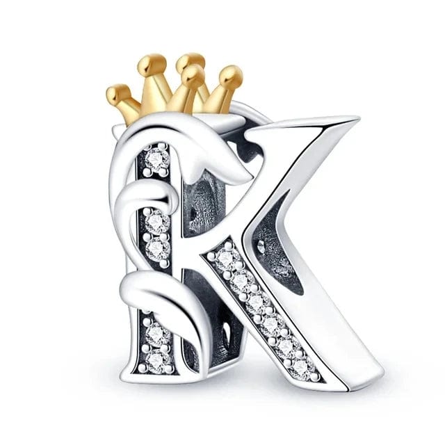 LEVE 4 PAGUE 2 K BERLOQUE CHARM KING LETTERS - PRATA 925