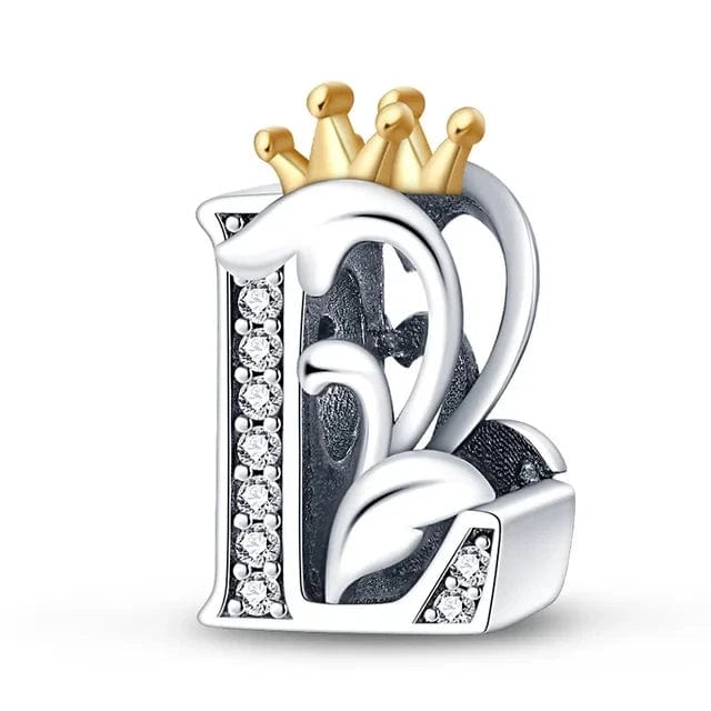 LEVE 4 PAGUE 2 L BERLOQUE CHARM KING LETTERS - PRATA 925